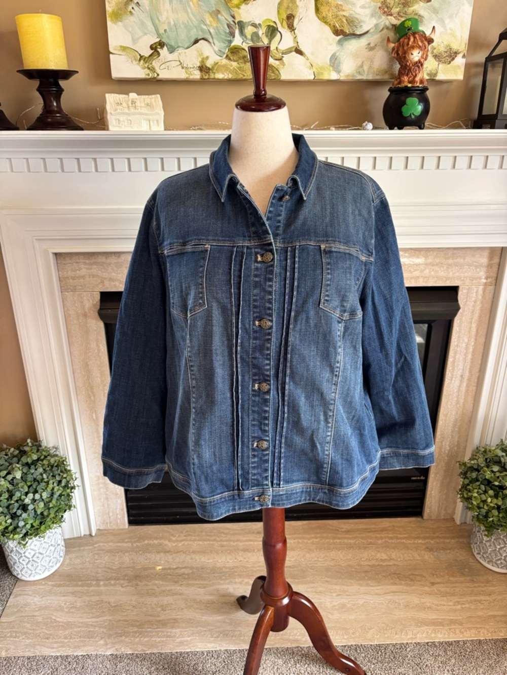 *NEW* CHICO’s Embroidered Velvet Denim Jacket Nouveau Indigo Plus Size 4 (XL 20) - Picture 5 of 11